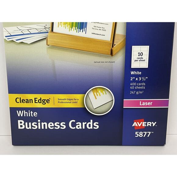 Avery 5877 Clean Edge White Business Cards Laser 240ct New Sealed - Picture 3 of 6